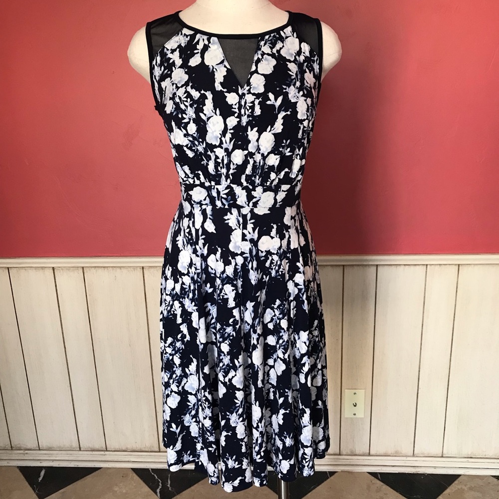 *Enfocus Studio Floral Dress With Sheer Panel